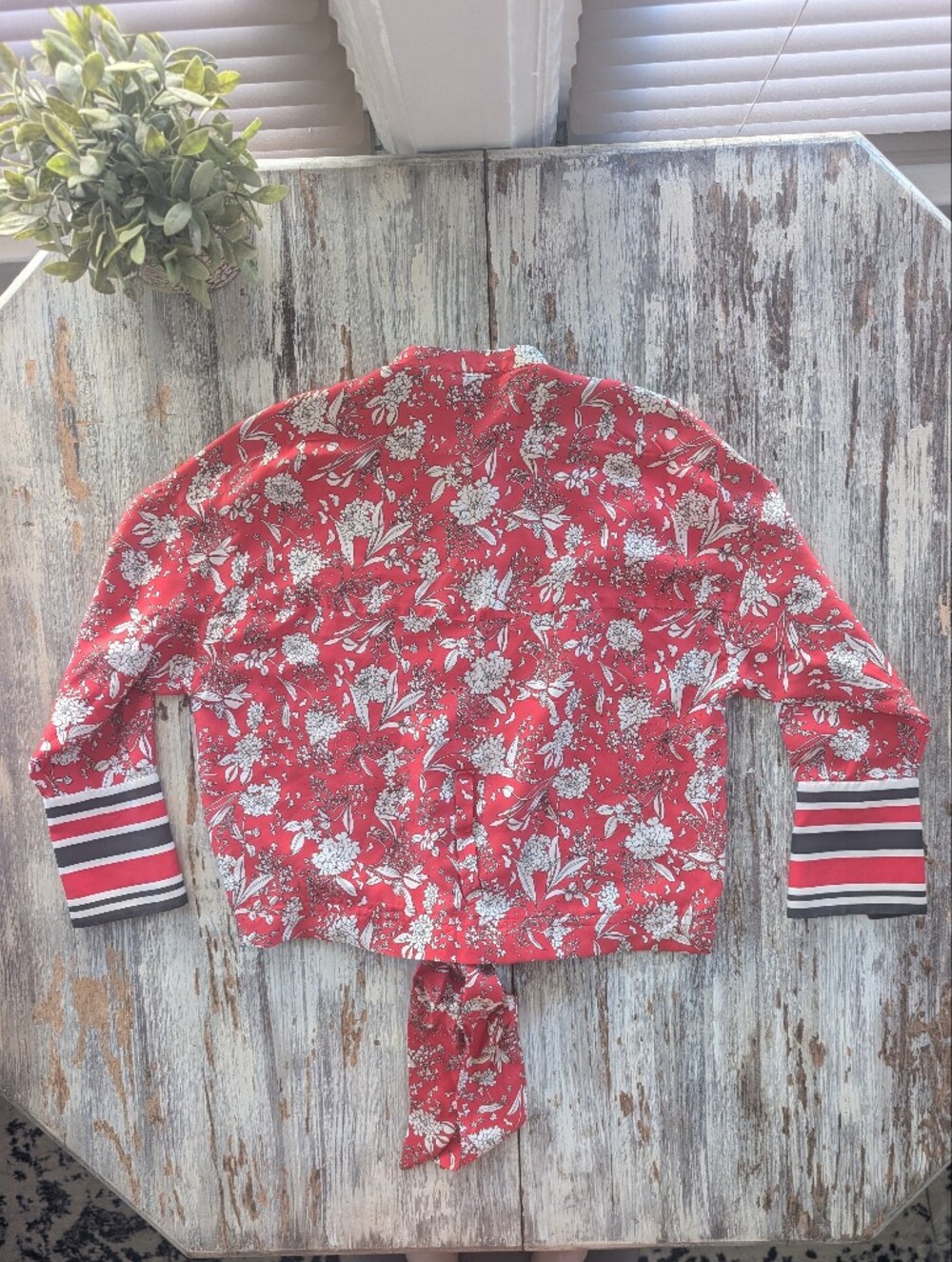 Massimo Dutti Floral Co-Ord Set Tie Front Blouse & Wide Leg Crop Pants Women's 4 - Picture 6 of 9